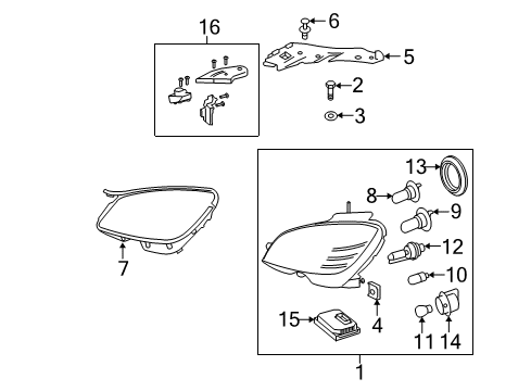 2008 Mercedes-Benz C300 Headlamp Components Diagram