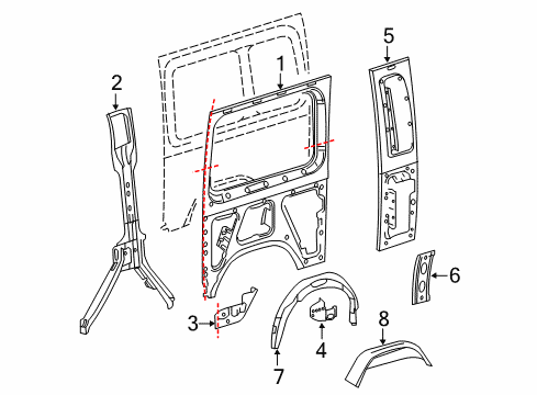 2013 Mercedes-Benz Sprinter 3500 Inner Structure & Rails - Side Panel Diagram 2