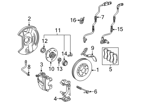 2002 Mercedes-Benz SLK230 Front Speed Sensor Diagram for 170-540-09-17