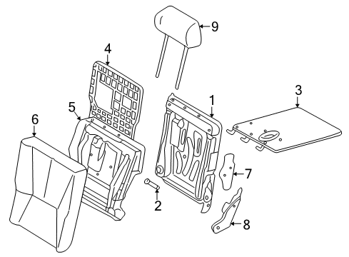 2001 Mercedes-Benz ML55 AMG Rear Seat Components Diagram 3