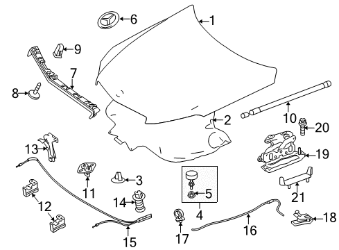 2015 Mercedes-Benz C63 AMG Hood & Components Diagram