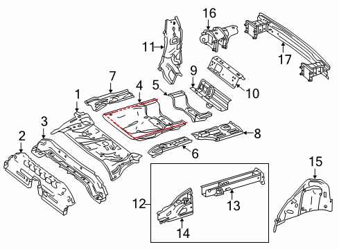 2014 Mercedes-Benz CLA250 Rear Floor & Rails