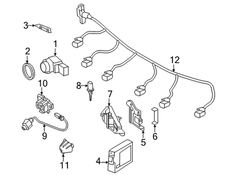 2019 Mercedes-Benz AMG GT 53 Electrical Components - Front Bumper Diagram
