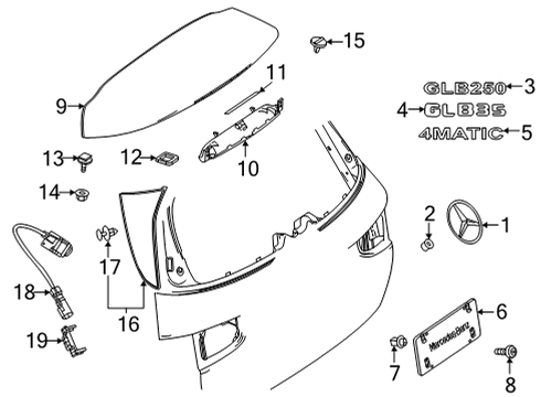 2023 Mercedes-Benz GLB250 Exterior Trim - Lift Gate Diagram