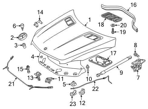 2018 Mercedes-Benz GLE550e Hood & Components Diagram