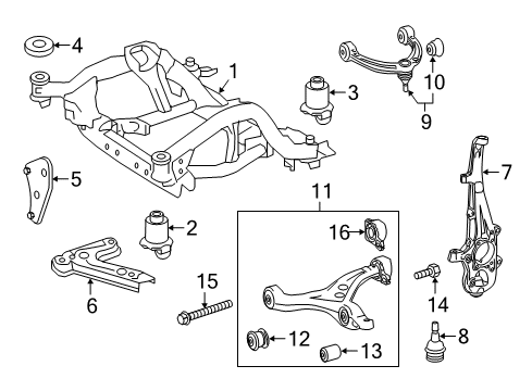 2017 Mercedes-Benz GLE550e Front Suspension Components Diagram 3