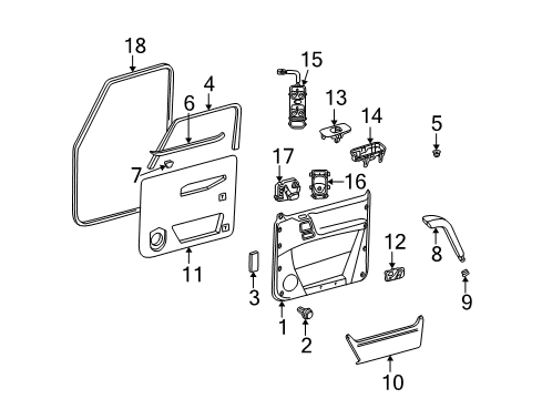 2003 Mercedes-Benz G500 Interior Trim - Front Door Diagram