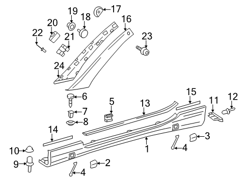 2007 Mercedes-Benz SL600 Exterior Trim - Pillars Diagram