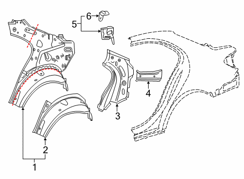 2015 Mercedes-Benz C300 Inner Structure - Quarter Panel Diagram