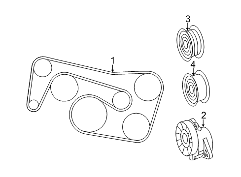 2010 Mercedes-Benz E350 Belts & Pulleys - Belts Diagram 2