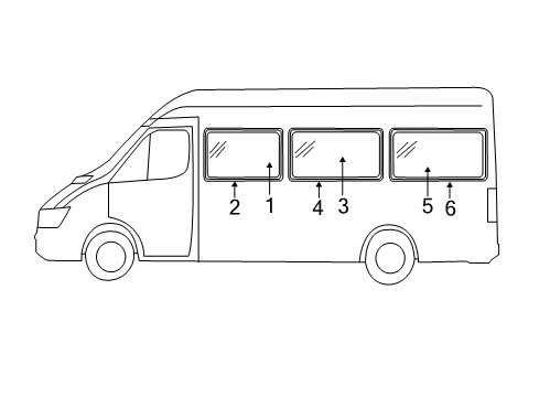2016 Mercedes-Benz Sprinter 2500 Glass - Side Panel Diagram 2