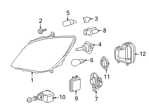 2013 Mercedes-Benz Sprinter 3500 Headlamp Components Diagram
