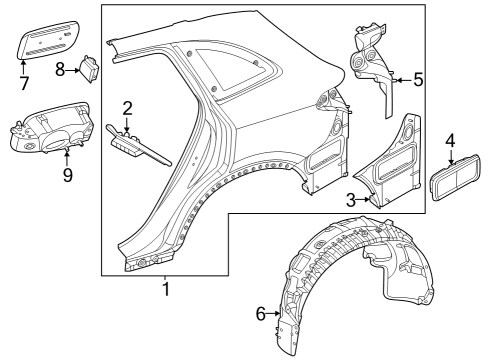 2025 Mercedes-Benz GLC63 AMG S E Performance Quarter Panel & Components Diagram 3