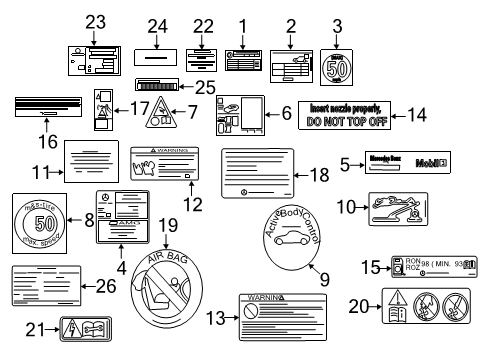 2014 Mercedes-Benz CL550 Information Labels Diagram