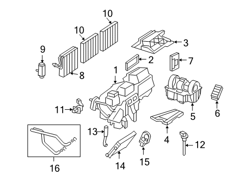 2007 Mercedes-Benz CL600 A/C Evaporator & Heater Components Diagram