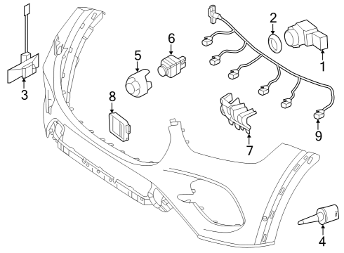 2024 Mercedes-Benz GLE53 AMG SUV Electrical Components - Front Bumper
