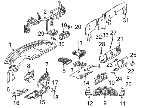2002 Mercedes-Benz SLK320 Instrument Panel Diagram