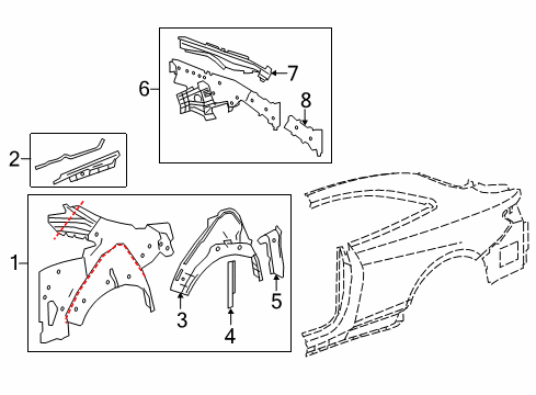 2015 Mercedes-Benz S65 AMG Inner Structure - Quarter Panel Diagram