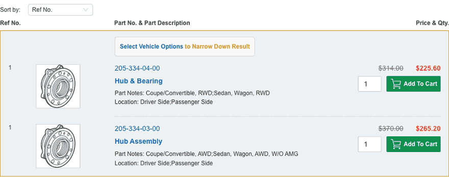 How do I locate a part from the category I've selected?